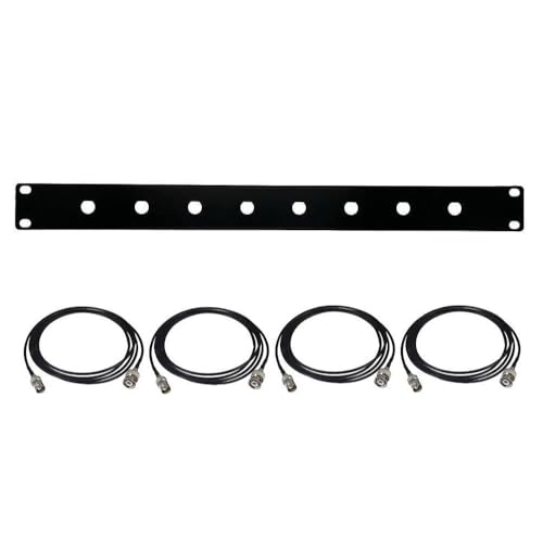 Generic 19inch Antenna Re-Location Rack Mount Kit 1U Front Panel 8 Hole Ports w/ 4 Cables, Black, BL-9009-4