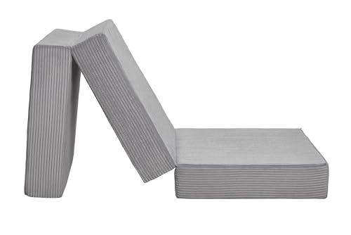 Badenia Trendline Faltbare Kord Gästematratze XXL, Komforthöhe von 15cm, 196 x 65 x 15,5 cm Liegefläche, Öko-Tex Zertifiziert, steingrau,...