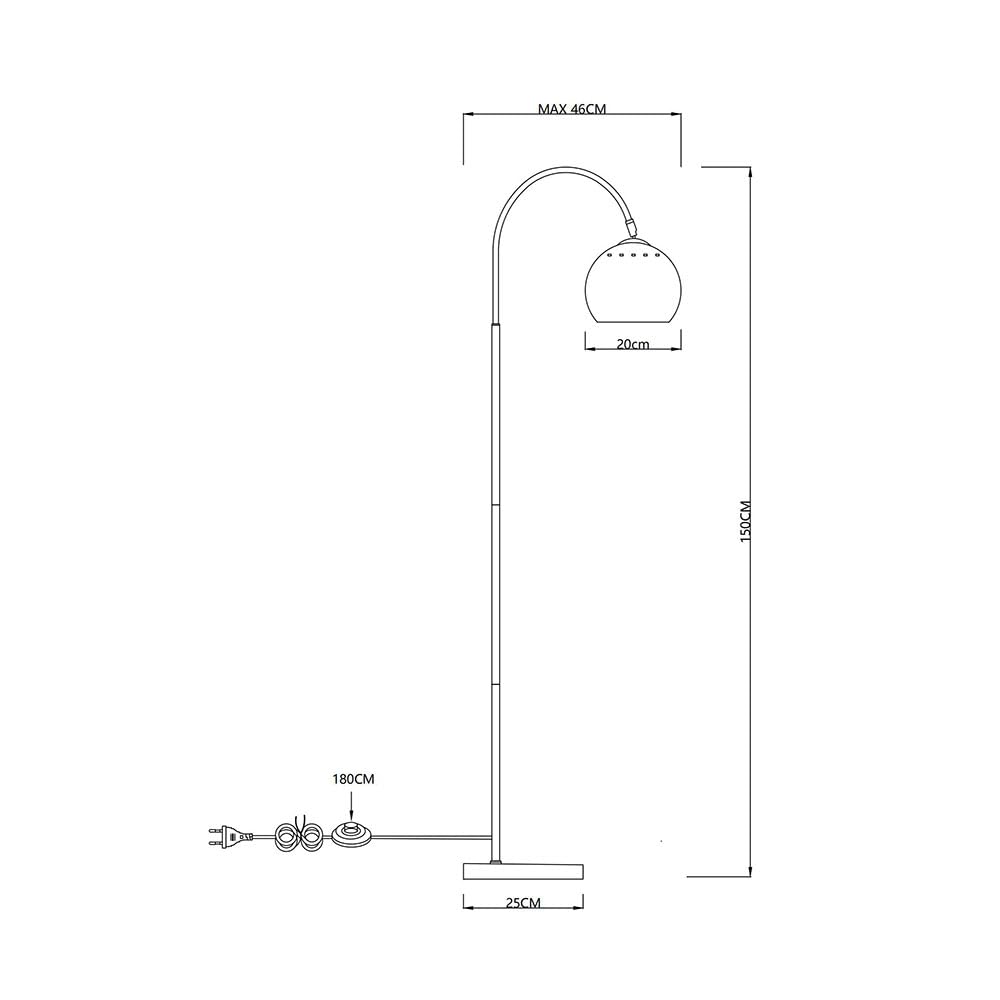 Stehleuchte Bogenstehlampe Stehlampe sandfarben Bogenlampe Wohnzimmer, Metall, 1x E27 Fassung, LxBxH 46x25x150 cm