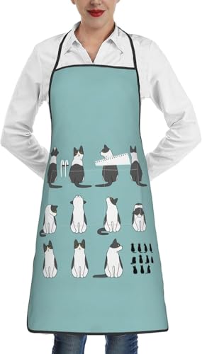 おもしろ 猫 猫柄 面白い ねこ (3) エプロン H型エプロン シンプル おしゃれ カフェエプロン シワになりにくい ポケット付き 防水 メンズ レディース キッチンエプロン 保育士 業務用 家庭用 人気 プレゼント gb246es