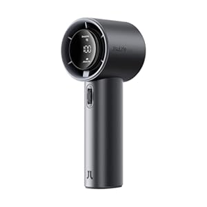 JISULIFE Handheld Fan Pro – Extreme Cooling Output: 1-100 Speed Scroll Wheel, Metal Body, Digital Display, 1.5H Fast Charge, 5000mAh-Portable Fan for Travel, Valentines Day Gifts for Her Him(Grey)