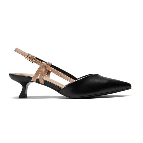 Arromic Women's Slingback Kitten Heels Closed Toe Pointed Toe Low Pump Dress Work Bridal Wedding Heel Shoes4