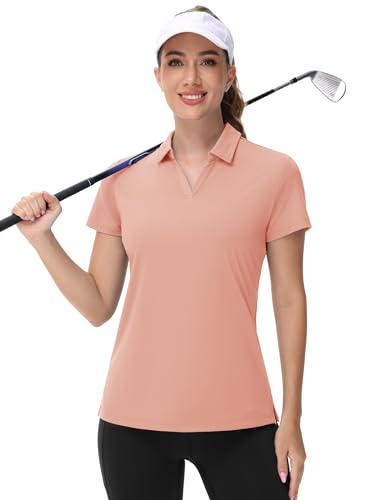 Image of TACVASEN Women's V-Neck Polo Shirts UPF 50+ Short Sleeve Sun Protection Quick Dry Golf Polos Collared Shirt