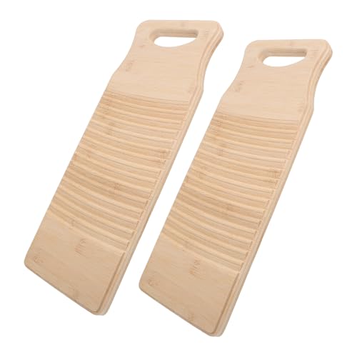 VALICLUD Tabla para Lavar Ropa a Mano de Bambú Natural, Antideslizante, Tamaño 40x15x1,8 Cm, 2 Unidades, Herramienta Tradicional para Lavandería Doméstica y Limpieza Manual