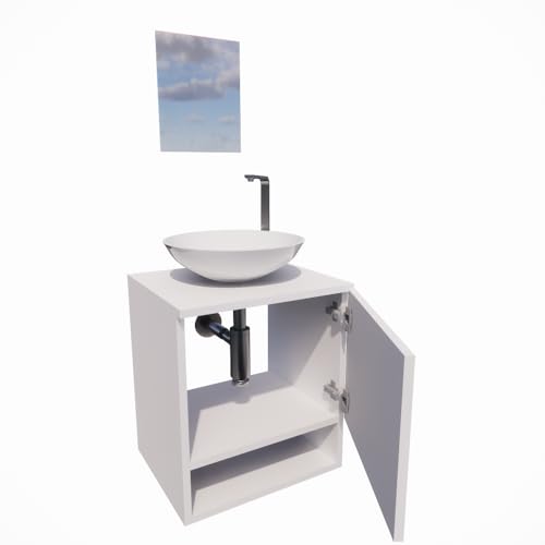 Gabinete De Banheiro Germânia 40CM Branco/Carvalho Berlin - Brovália (Branco)
