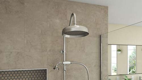 Image of Abbey 10 x 34 1 /2 Shower Faucet Set with Handshower, Brushed Nickel