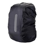 JTJIYN Waterproof Backpack Cover Rain Night Safety Light Raincover for Hiking Camping for Hiking, Camping, Traveling(Black,XXL(75-80L))
