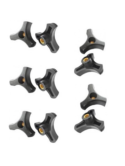 5/16"-18 Three Prong Wing Nut 2 inch Black Plastic Knob Diamete with Through Brass Insertr(Pack of 10)
