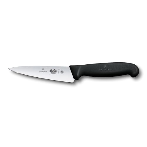 Victorinox Fibrox Kochmesser, Kleines Universalmesser für Obst und Gemüse, 12 cm, Gerade Klinge, Scharf, Rostfreier Stahl, Schwarz