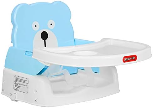 HONEYJOY Baby Booster Seat, 2 in 1 Portable Booster Feeding Seat W/Safety Belt, Removable Tray, Cup Holder for Toddlers (Pink)