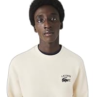 Lacoste Men's Soft Branding Crew Neck Sweat, Off White, Small