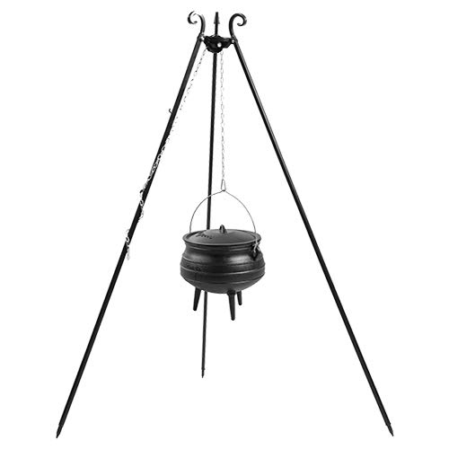CookKing Dreibein Schwenkgrill Höhe 180 cm mit Kessel Topf aus Gusseisen 6 Liter Modell Afrika