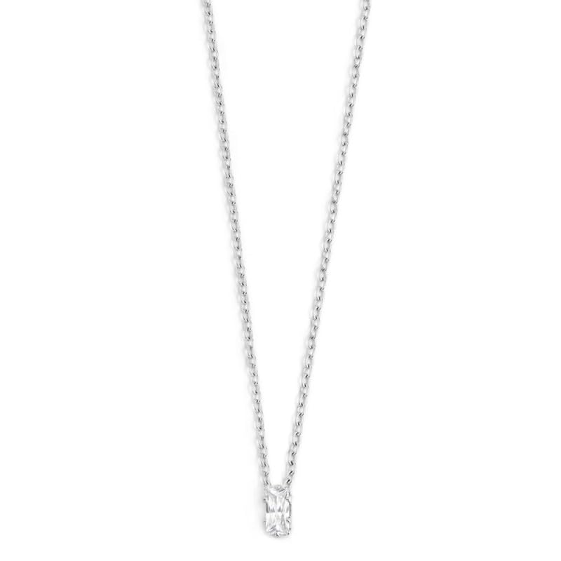 Collier femme Marlù acier inoxydable avec pendentif zircon baguette blanc 2CN0048-W