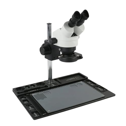 Microscope Stereo Microscope 3.5X - 90X Continuous Zoom Magnification + Big Aluminum Stand + 56 LED Ring Light + Lens(White)
