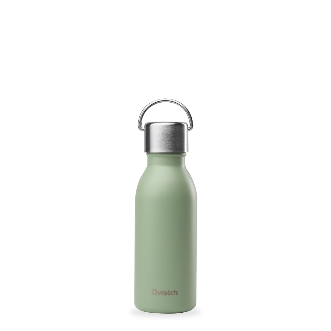 Qwetch - Bouteille Isotherme Active Vert Tilleul 350ml - Gourde avec Anse Inox Recyclé - 24h Froid et 12h Chaud - Etanche & Compacte