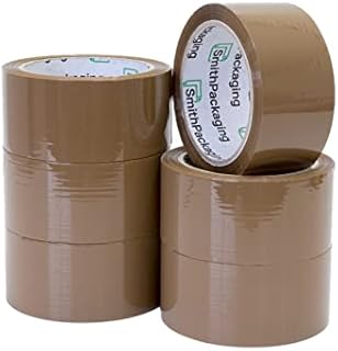 SmithPackaging Brown Acrylic Packaging Tape 48mmx66m Pack of 6 Rolls for Sealing Parcels and Boxes