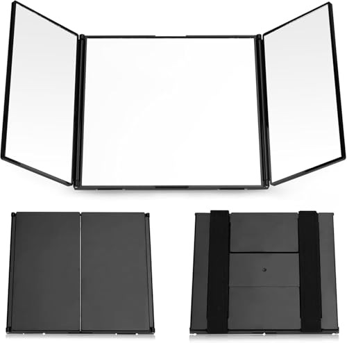 Traurige Specchio pieghevole a 3 lati, specchio cosmetico a 360 gradi per acconciatura, rasatura e trucco