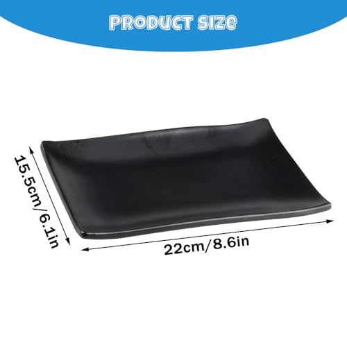 imposyu 6 Stück Servierteller Klein Dessertteller Schwarze Teller Eckig 22,7x15,5x2,2CM Vorspeisen Teller Rechteckig Schwarz Matt für Sushi Geschirr Dessert Kuchen Usw