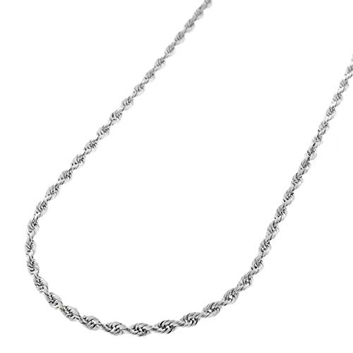 Argento Reale Sterling Silver Diamond Cut Rope Chain Necklace, 1Mm 2Mm 3Mm 4Mm 5Mm 6Mm 7.5Mm Braided Rope Chain Necklace, 925 Sterling Silver Necklace #TOP1