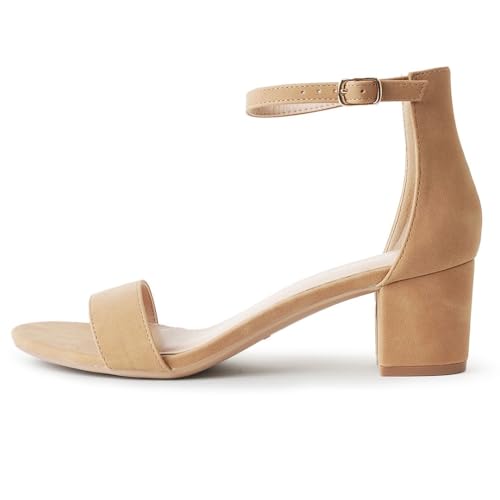 Image of J. Adams Daisy Heeled Sandals - Ankle Strap Low Block, Open Toe Dress Pumps, Chunky Heels - Dressy Shoes for Women - Bridal, Wedding, Summer Sandals