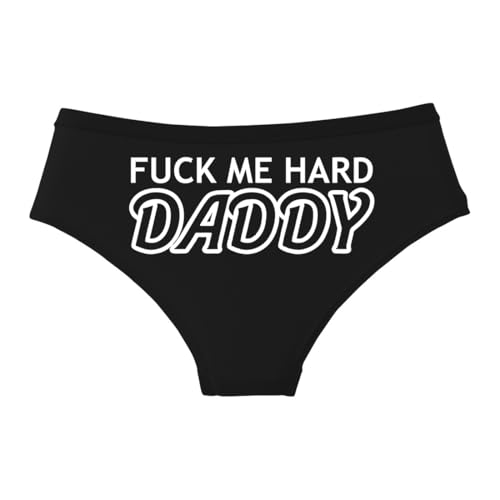 Women's Slutty Hipster Panties Naughty Underwear for Wife (US, Alpha, Medium, Regular, Regular, Black, Fuck me hard)