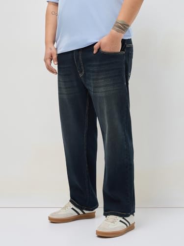 Image of Urbano Plus Men's Regular Fit Heavy Washed Denim Jeans Stretchable