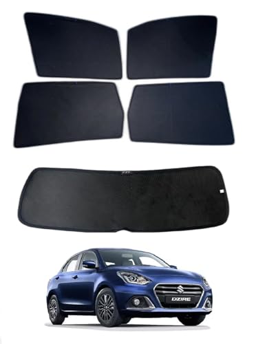 Image of Premium Car Sunshade Fix Type Non-Magnetic Curtain with Rear Dicky Curtain Set of 5pc for Dzire 2017-2023