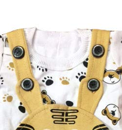 Image of Tendercare baby boy & baby girl half sleeves printed cotton dungaree set with Tshirt (0-2 year, pack of 1),(check size chart) (nude beige, 12-18 Months)