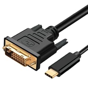 Cavo USB C a DVI 1,8 m, 4K Cavo USB Tipo C [Thunderbolt 3/4] a DVI compatibile 1080p, 60 Hz. Connettore placcato, compatibile con MacBook Pro/MacBook USB-C, iMac, Surface Book 2 e Pixelbook