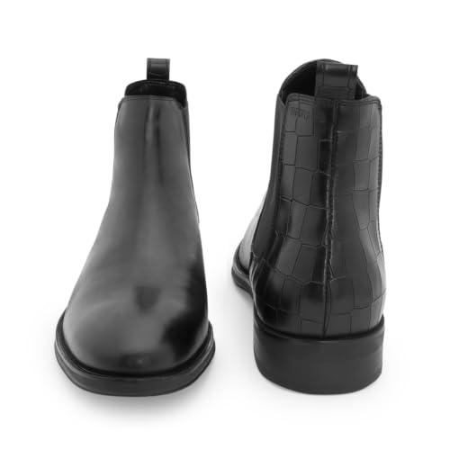 Image of Red Tape Men'S Boots Brown Leather Round Toe Elastic All-Day Comfort