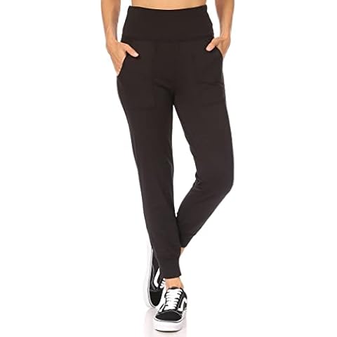 ShoSho Womens Casual Joggers Pants Sweatpants Yoga Bottoms Soft Brushed Sports Track Pants, Cropjogger:fleece:solid:black, S Cover