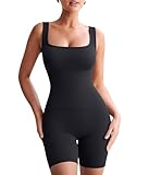 TrainingGirl Bodysuits for Women - One Piece Jumpsuits Workout Gym Bodysuit Going Out Summer Casual Cute Yoga Tank Top (Black, Medium)