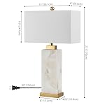 JONATHAN Y JYL6201A Elizabeth 27.5" Alabaster LED Table Lamp Coastal Contemporary Bedside Desk Nightstand Lamp for Bedroom Living Room Office College Bookcase LED Bulb Included, White/Gold Leaf - Image 5