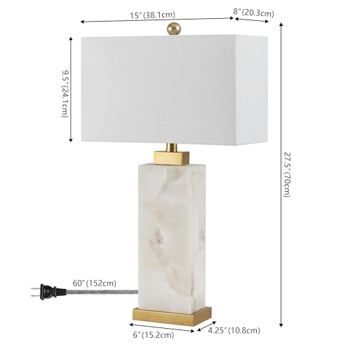 JONATHAN Y JYL6201A Elizabeth 27.5" Alabaster LED Table Lamp Coastal Contemporary Bedside Desk Nightstand Lamp for Bedroom Living Room Office College Bookcase LED Bulb Included, White/Gold Leaf - Image 6
