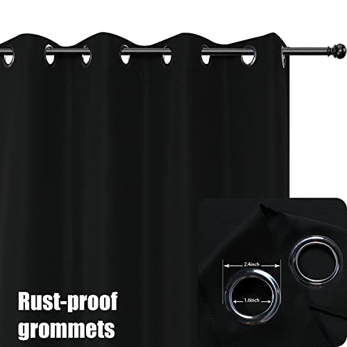 BONZER Waterproof Indoor/Outdoor Curtains for Patio Thick Privacy Grommet Curtains for Bedroom, Living Room, Porch, Pergola, Cabana, 1 Panel, 54W x 120L inch, Black