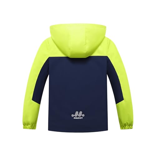 Image of MGEOY Kids Rain Jacket, Waterproof Lightweight Hooded Windbreaker for Boys Girls 4-14Y