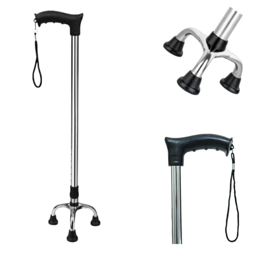 PulGos Quad Base Adjustable Walking Stick for Seniors & Disabled ...