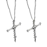 FANSHINUO Modern Crucifix Skeleton Bone Pendant Necklace Unique Design Fashionable Streetwear Jewelry for Teens Adults Alloy Crucifix N