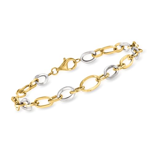 Ross-Simons 14kt 2-Tone Gold Oval-Link Bracelet
