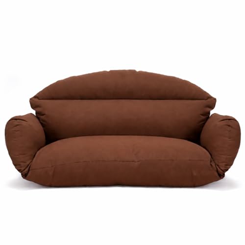 Image of Double Seater Cushion Set - Polyester Fabric Padded Seat for Hanging Egg /Garden Jhula (Cushion ONLY Brown)