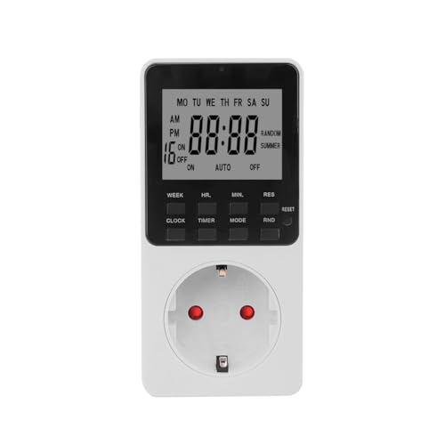 Jasaly Interruptor Temporizador Digital Electrónico para Cocina, Enchufe de 230 V, Temporizador Programable de 12/24 Horas, Enchufe de la UE