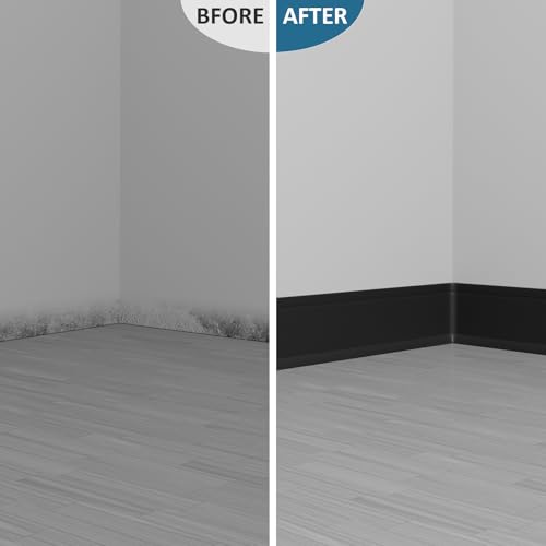 Image of Duzzy Flexible Baseboard Trim, 6 Inch(H) x 20 Feet(L) Peel and Stick Vinyl Baseboard Molding Trim, Self-Adhesive Wall Base Cove Base