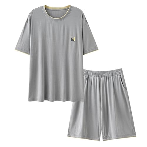 Men's 2 Piece T-Shirt and Shorts Matching Sets Lightweight Pajama Set Sleepwear Nightwear Short Sleeve Pjs Sleep Set