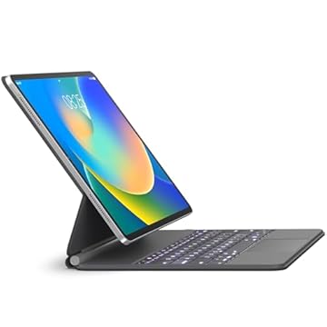 Capa com teclado para iPad Air de 11 polegadas (M2) e iPad Pro de 11 polegadas (1ª/2ª/3ª/4ª geração) – Capa com teclado magnético estilo mágico com trackpad multitoque compatível com iPad Air de 11,9