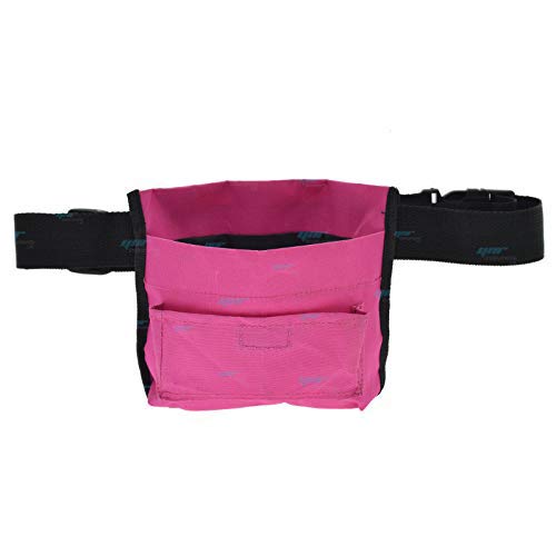 YNR® Bolsa de golosinas para mascotas, dispensador de almacenamiento para gatos, perros, bolsa de aperitivos, bolas de juguetes, ajustable (rosa)