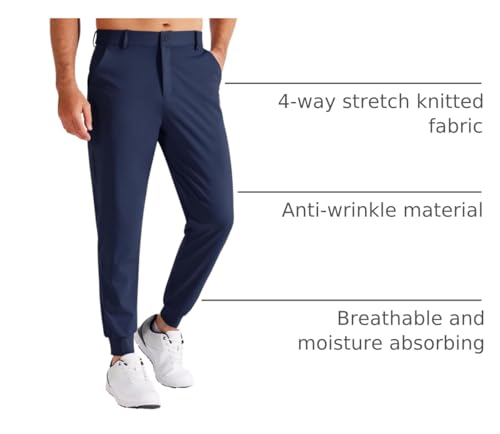 Libin Herren Golfhose Stretch Slim Fit Golf Jogginghose Anzughose Sporthose Lang Jogger Pants Chino Stoffhose mit Taschen, Marineblau M