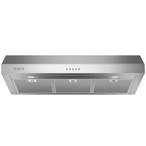 VIKIO HOME Under Cabinet Range Hood 30 Inch, 1200 CFM Dual-Motor Kitchen Vent with LED Lights, Button Control, Ducted Vent Hood, Reusable 5-Layer Aluminum Filters, Stainless Steel by VIKIO HOME - Used condition - US$237.66