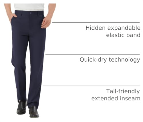 Image of Mens Tall Classic Fit Flex Flat Front Dress Pants for Business & Office