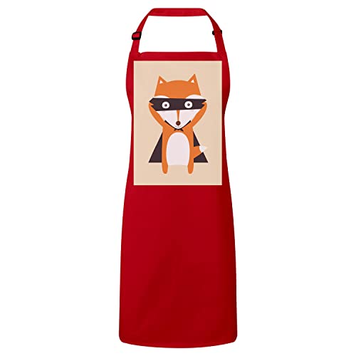 Tablier cuisine rouge renard roux pour chef amateur et passionné nature