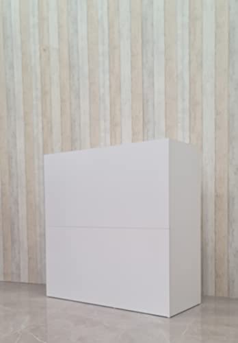 NP Mostrador Tienda Recepción Mueble Blanco Liso con Cajoneras Deslizantes, Armario y Cajón...